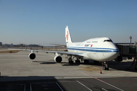 Air China aircraft at Beijing Capital International Airport. Photo taken at the 6th of December 2010のeditorial素材