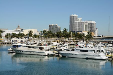Motor Yachts at Miami Bayside Marina, Florida USA. Photo taken at  14th of November 2009のeditorial素材