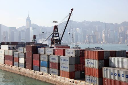 Container Terminal in Kowloon, Hong Kong. Photo taken at 5th of December 2010