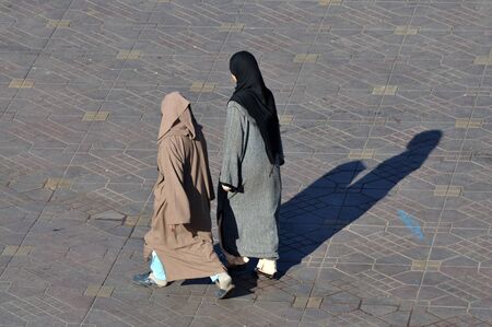Two muslim women walking in Marrakesh, Morocco. Photo taken at 10th of November 2008のeditorial素材