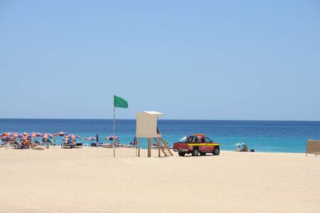 Lifeguard on Playa del Matorral, Canary Island Fuerteventura, Spain. Photo taken at 30th of May 2009のeditorial素材