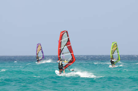 Windsurfing on Canary Island Fuerteventura, Spain. Photo taken at 2nd of June 2009