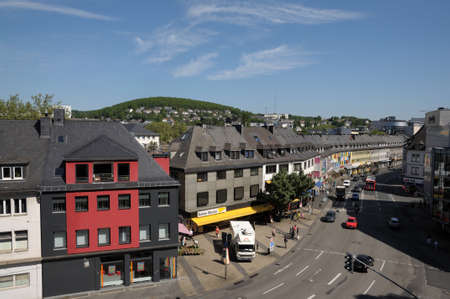 View over town Siegen, North Rhine-Westphalia, Germany. Photo taken at 20th of Mai 2010のeditorial素材