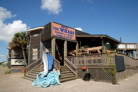 The Wharf Restaurant in Port Aransas, Texas. Photo taken at 22nd of November 2008のeditorial素材