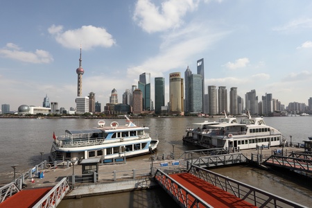 Ferry over the Huangpu River in Shanghai, China. Photo taken at 24th of November 2010