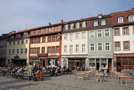 Cafes in the old town of Heidelberg, Germany. Photo taken at 1st of March 2009のeditorial素材