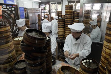 Dumplings cookshop in Shanghai, China. Photo taken at 24th of November 2010のeditorial素材