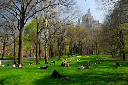 People relaxing in the Central Park, New York. Photo taken at 18th of April 2008のeditorial素材