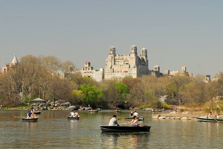 Rowboats on the lake in the Central Park, New York. Photo taken at 18th of April 2008のeditorial素材