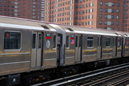 Subway train in New York City. Photo taken at 21st of April 2008のeditorial素材