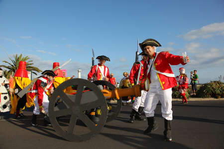 MORRO JABLE, FUERTEVENTURA SPAIN - MARCH 26: Morro Jable Carnival 2011: People in costumes during  the carnival. Photo taken at 26th of March 2011のeditorial素材