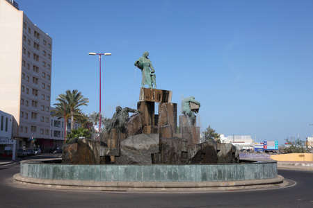 Statue at the roundabout in Puerto del Rosario, Canary Island Fuerteventura, Spain. Photo taken at 24th of March 2011のeditorial素材