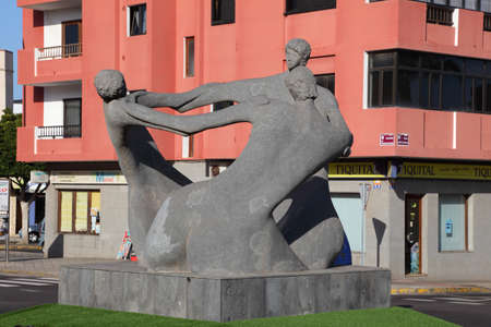 Statue at the roundabout in Puerto del Rosario, Canary Island Fuerteventura, Spain. Photo taken at 24th of March 2011のeditorial素材