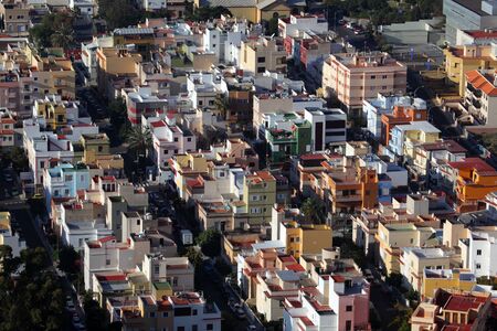 Aerial view of a resiential district in a Spanish townの写真素材