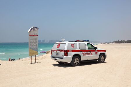 Rescue car on the beach in Dubai Marina, United Arab Emirates. Photo taken on 28 of Mai 2011のeditorial素材