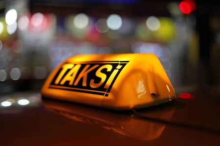 Yellow sign of the Istanbul taxi, Turkeyの写真素材