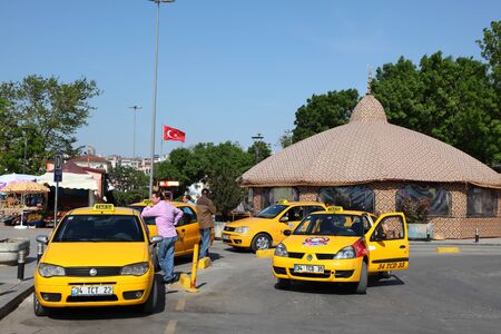 Taxis in Kadikoy, Istanbul waiting for the customers. Photo taken at 24th of Mai 2011のeditorial素材