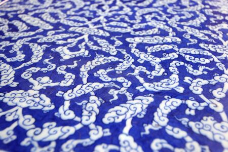 Oriental blue white ornaments on the wall. Istanbul, Turkeyの写真素材