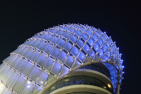 Yas Marina Hotel illuminated at night, Abu Dhabiのeditorial素材