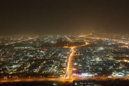 Aerial view of Dubai suburb at night. United Arab Emiratesの写真素材