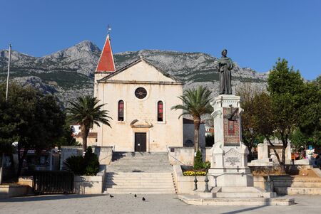 Statue of the Fransican monk Andrija Kacic Miosic in Kacicev trg, Makarska, Croatia. Photo taken at 10th of July 2011のeditorial素材