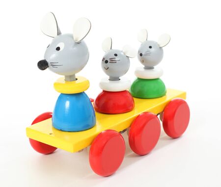 Colorful mice toy over white backgroundの写真素材