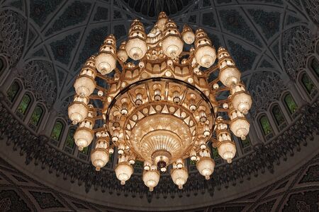 Chandelier in the Grand Mosque in Muscat, Sultanate of Oman