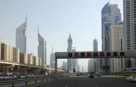 Sheikh Zayed Road in Dubai, United Arab Emirates. Photo taken at 6th of June 2011のeditorial素材