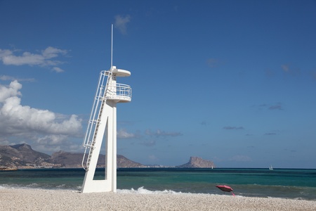 Lifeguard tower on the beach of L'Alfas del Pi in Spainの写真素材