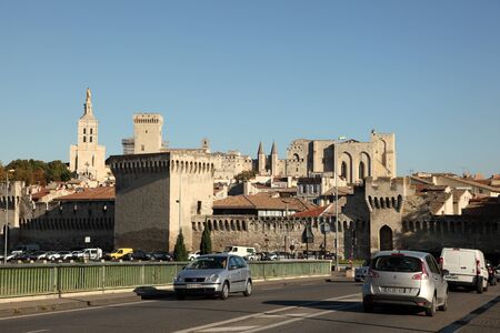 View of Pope's Palace from the bridge, Avignon France. Photo taken at 26th of October 2011のeditorial素材