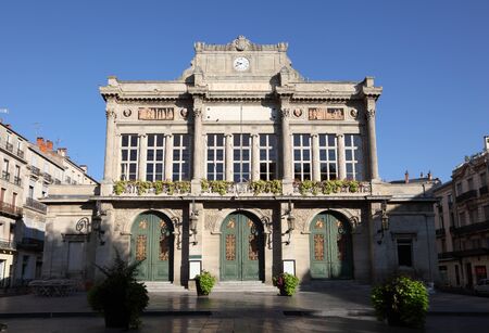 Classic facade of the Municipal Theatre in Beziers, southern Franceのeditorial素材
