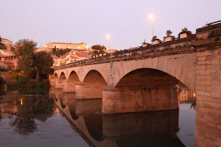 Old bridge over the river Orb in Beziers, Franceの写真素材