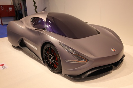 ESSEN, GERMANY - NOV 29: IED SCORP-ION electric concept car shown at the Essen Motor Show in Essen, Germany, on November 29, 2011のeditorial素材
