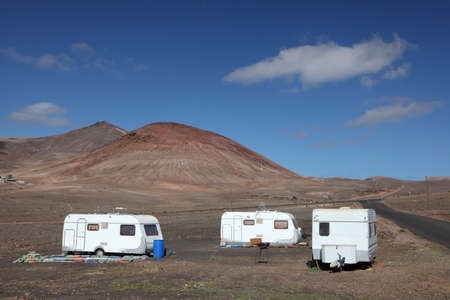 Mobile homes on Canary Island Lanzarote, Spainの写真素材