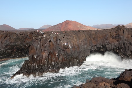 Strong waves on the coast of Lanzarote, Canary Islands, Spain. Photo taken at 16th of December 2011のeditorial素材