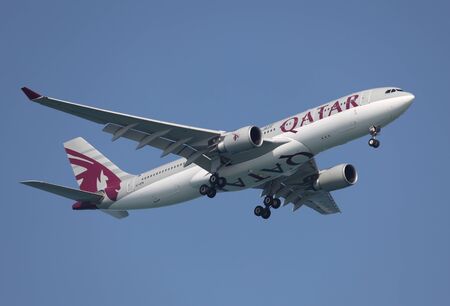 Qatar Airways airplane in the air, Doha Qatar. Photo taken at 8th of January 2012