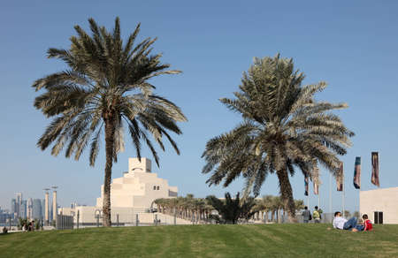 Palm Trees in front of the Museum of Islamic Art in Doha, Qatar. Photo taken at 6th January 2012のeditorial素材