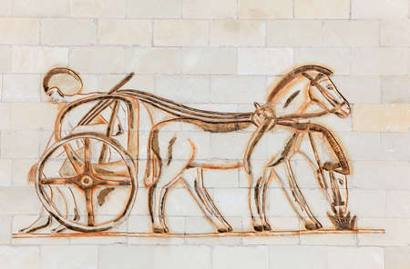 Egyptian fresco at the WAFI mall in Dubai, United Arab Emiratesのeditorial素材