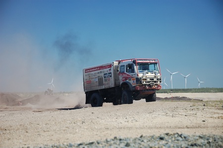 Mercedes Benz rally truck at offroad competitionのeditorial素材