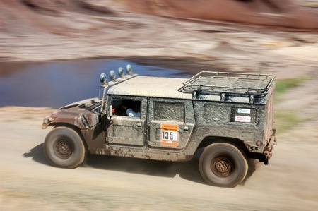 Hummer H1 at offroad rally competitionのeditorial素材
