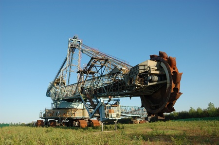 Abandoned daylight mine excavator for brown coal