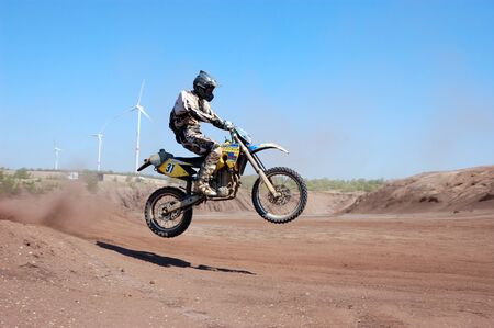Enduro rider at motocross competitionのeditorial素材
