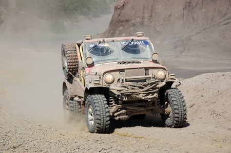 Jeep Wrangler at offroad rally competitionのeditorial素材