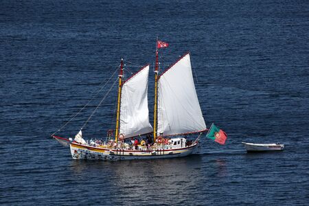 Sightseeing sailing boat at the coast of Algarve, Lagos Portugal. Photo taken at 16th June 2012
