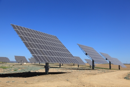 Array of photovoltaic panels of a Solar Power Stationの写真素材