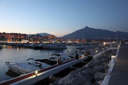 The marina of Puerto Banus at dusk. Marbella, Spain. Photo taken at 21nd July 2012のeditorial素材