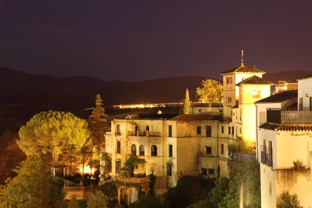 The old town of Ronda at night, Andalusia Spainの写真素材
