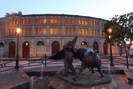 Statue of a Torero in front of the bullring in El Puerto de Santa Maria, Andalusia Spainの写真素材