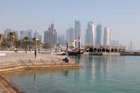 Waterfront promenade in Doha, Qatar, Middle Eastのeditorial素材