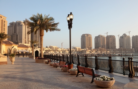 Promenade in Porto Arabia, Doha, Qatar Middle Eastの写真素材